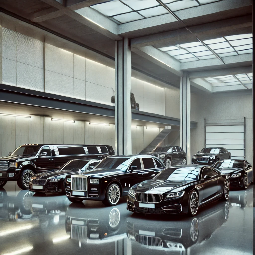 Well-maintained, Luxury Vehicles inside a luxury garage